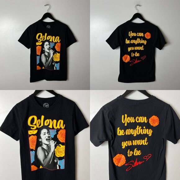 Selena Quintanilla Official Merchandise Black T-Shirt Womens Small Roses Graphic - Picture 10 of 16